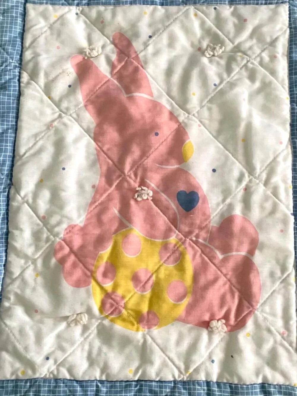 Vintage GAP Kids Teddy Bear Quilt GEAR ♥ KIDS Blue Pink Y2K Nursery